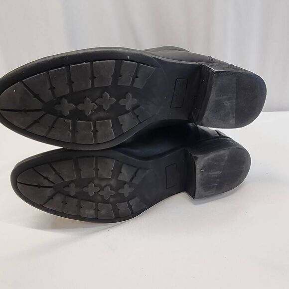 Sam Edelman Size 8.5 Penny Riding Boots Black Leather Knee High Zip Snap Block H - Picture 6 of 10